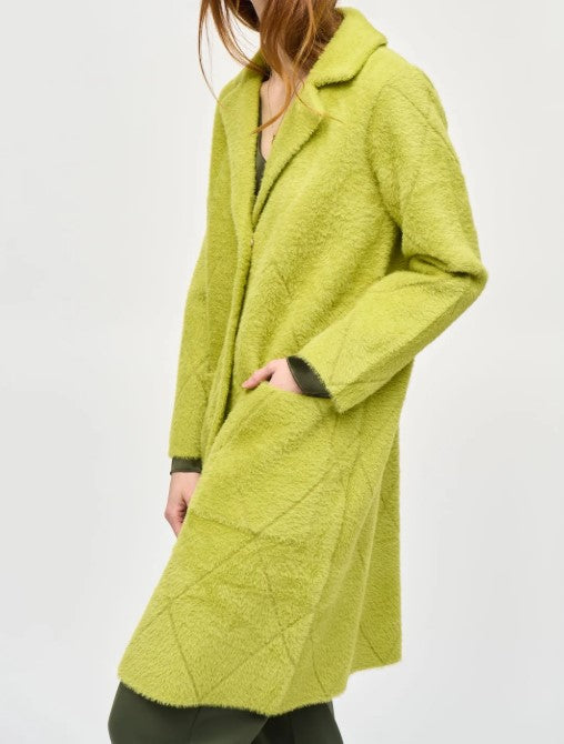 Joseph Ribkoff Quilted Fuzzy Knit Long Sleeve Coat 233951