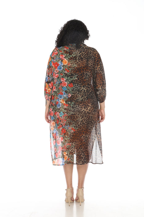 Johnny Was Cheetah Long Shirt Dress Plus Size CSW2523-HX