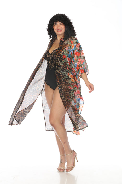 Johnny Was Cheetah Long Shirt Dress Plus Size CSW2523-HX