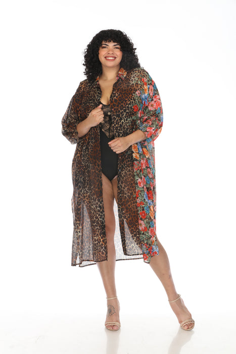 Johnny Was Cheetah Long Shirt Dress Plus Size CSW2523-HX