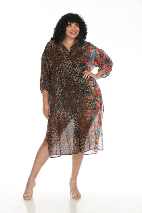 Johnny Was Cheetah Long Shirt Dress Plus Size CSW2523 HX AfterRetail