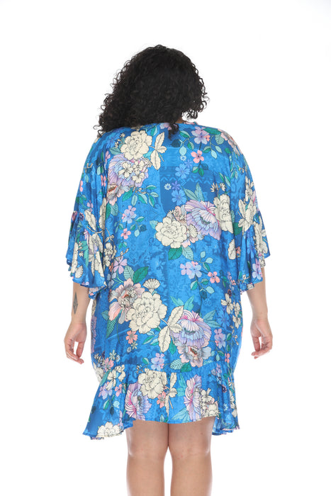 Johnny Was Blue Dove Ruffle Swim Cover-Up Kimono Plus Size CSW5123-NX