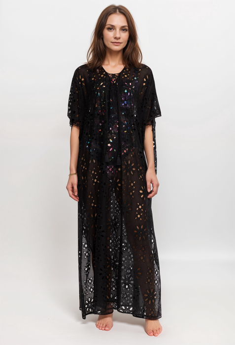 Johnny Was CSW3324-J Lace Up Maxi Kaftan Dress