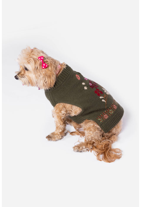 Johnny Was M69423 Zuzu Embroidered Dog Sweater