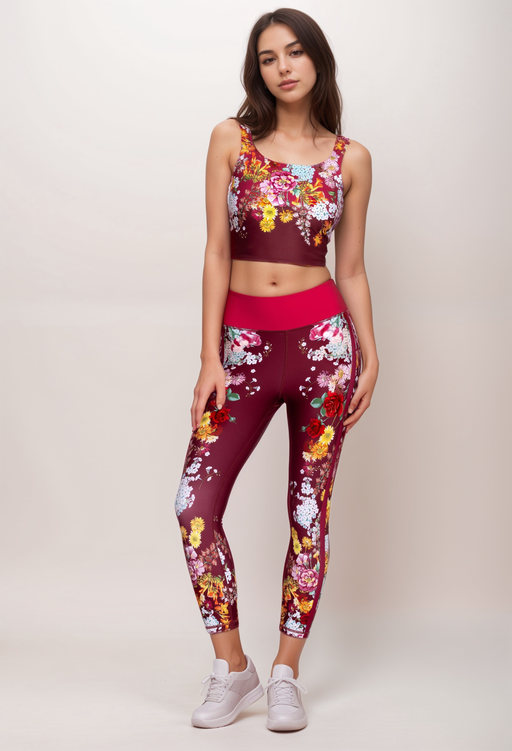 Johnny Was A8223 Golden Rose High Waist Cropped Active Legging