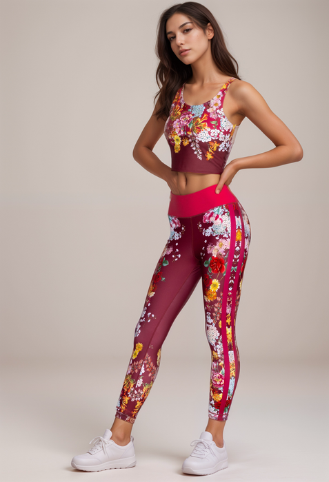 Johnny Was A8223 Golden Rose High Waist Cropped Active Legging