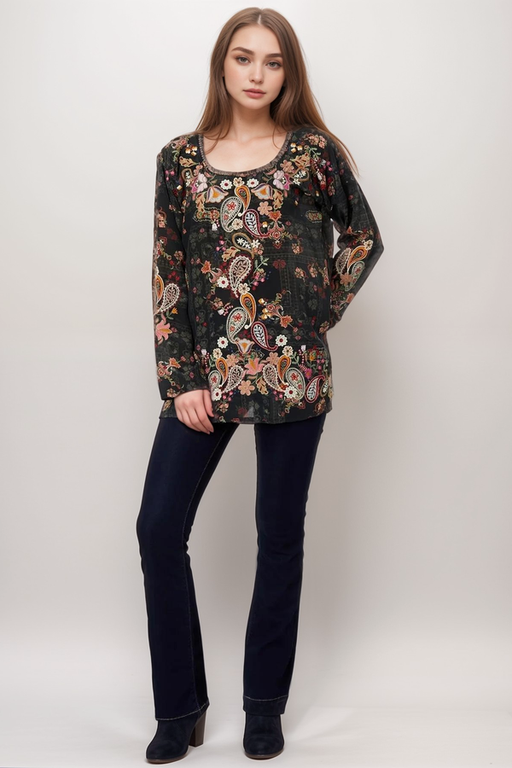 Johnny Was B12023A9 Lori Silk Floral Blouse