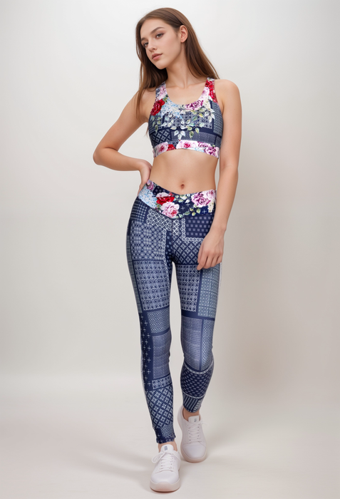 Johnny Was Rose patch Cross Waistbad Active Legging A8323