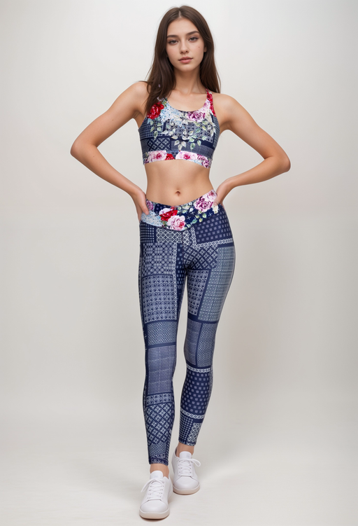 Johnny Was Rose patch Cross Waistbad Active Legging A8323