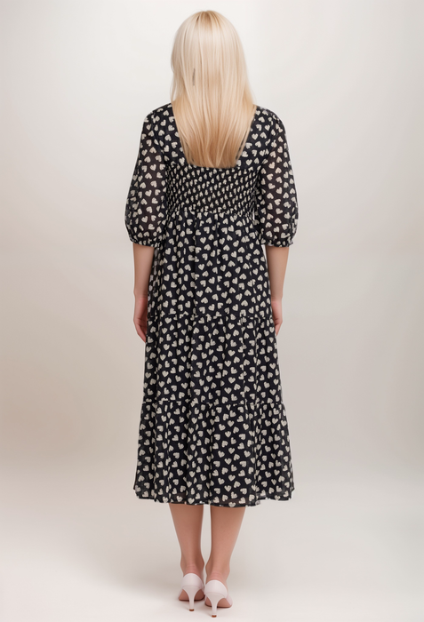 Johnny Was L31724 Couple Of Hearts Cotton-Blend Midi-Dress