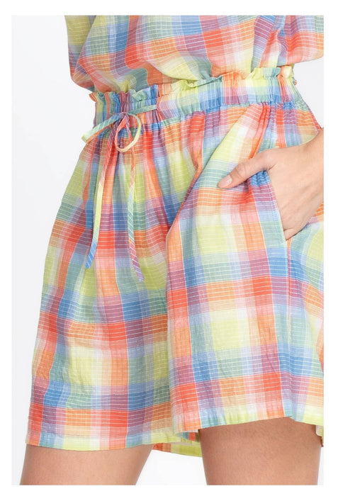 Johnny Was W81222 Delacey Plaid Paperbag Short