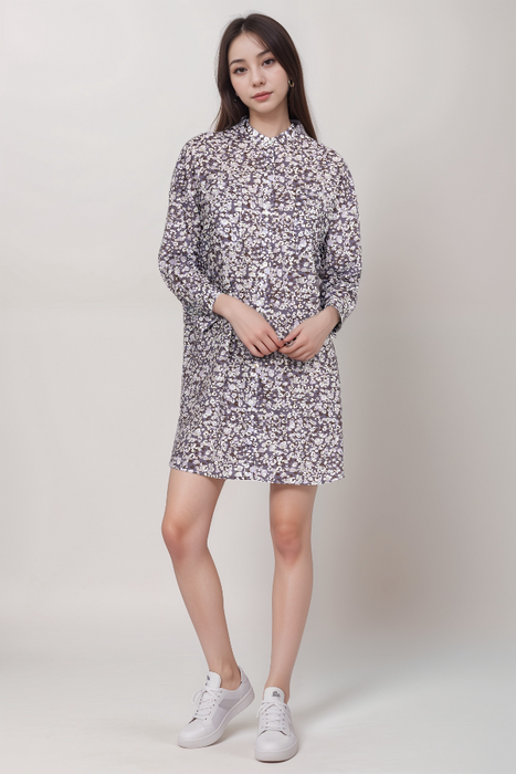 Johnny Was Calme Mandarin Collar Shirt Dress O31012