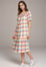 Johnny Was W30022 Delacey Plaid Square Neck Midi Dress