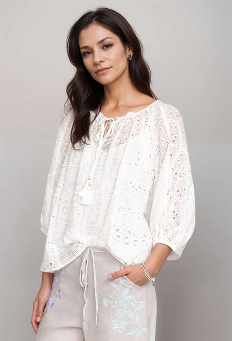 Johnny Was L10023 Castillo Eyelet Blouse