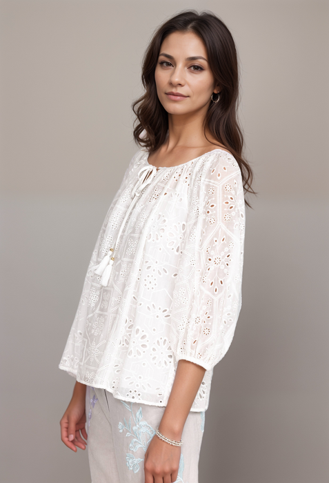 Johnny Was L10023 Castillo Eyelet Blouse