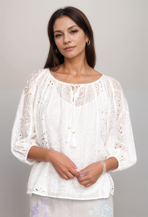 Johnny Was L10023 Castillo Eyelet Blouse