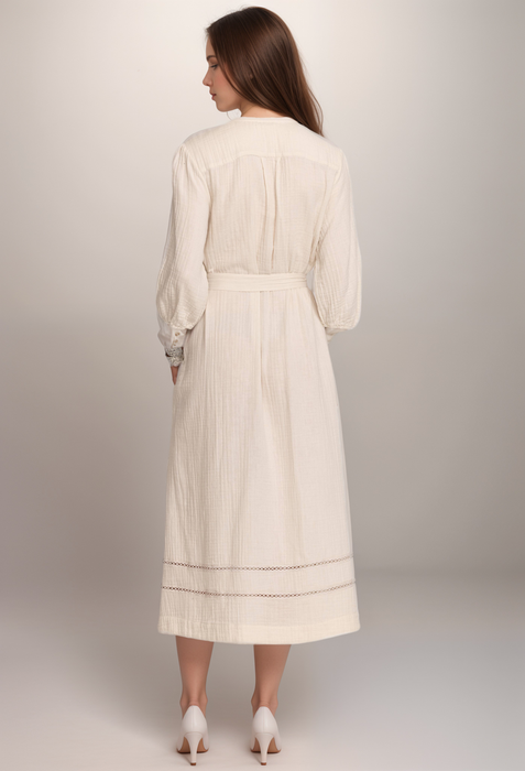 Johnny Was O31104 Gauze Bishop Sleeve Dress