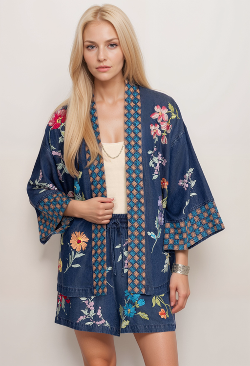 Johnny Was W44824 Workshop Evangeline Tencel Cropped Kimono