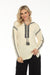 Johnny Was Cream Beltran Multi Color Whipstitch Hooded Baja Sweater Boho Chic M67623