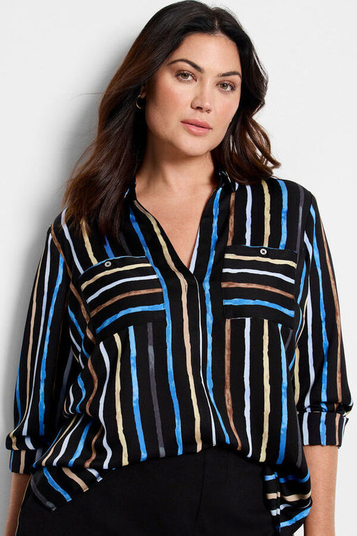 NIC+ZOE F241621W Painted Stripe Onyx Top