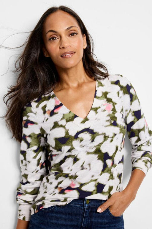 NIC+ZOE NZT NZTF242047 Blurred Petals Long Sleeve Top