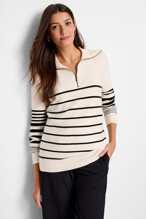 NIC+ZOE ACTF248105 Easy Stripe Half Zip Sweater