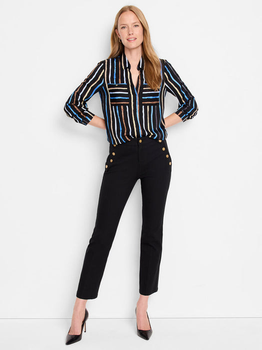 NIC+ZOE F241621 Painted Stripe Onyx Top