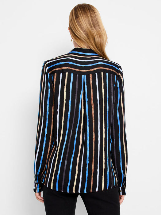 NIC+ZOE F241621 Painted Stripe Onyx Top