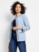 NIC+ZOE Indigo Fringe Mix Knit Jacket F241134