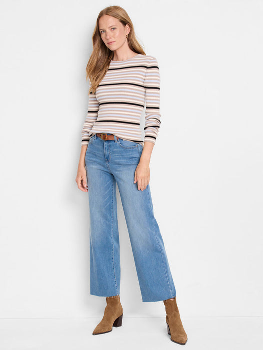 NIC+ZOE F241153 Striped Ribbed Sweater Tee