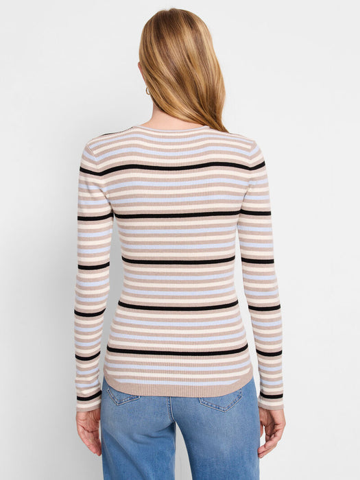 NIC+ZOE F241153 Striped Ribbed Sweater Tee