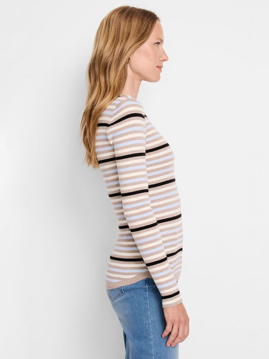 NIC+ZOE F241153 Striped Ribbed Sweater Tee