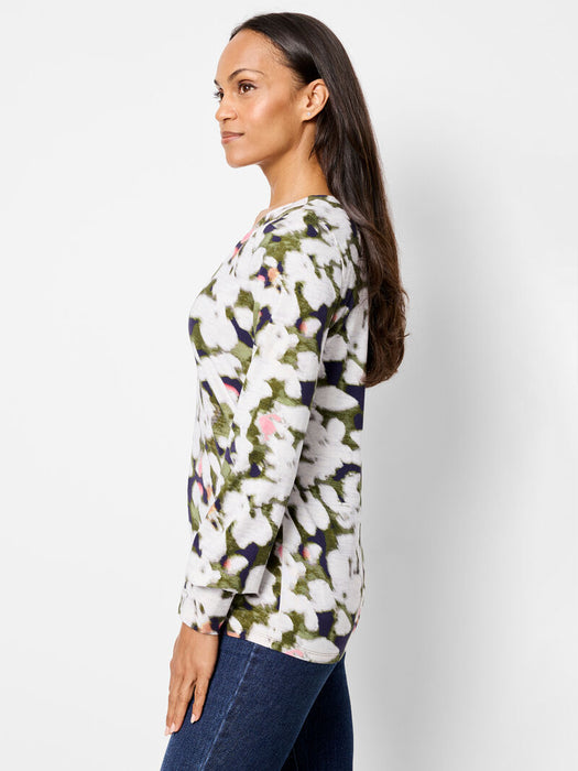 NIC+ZOE NZT NZTF242047 Blurred Petals Long Sleeve Top