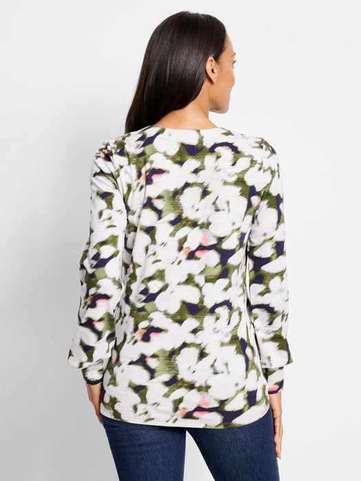 NIC+ZOE NZT NZTF242047 Blurred Petals Long Sleeve Top