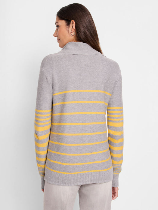 NIC+ZOE ACTF248105 Easy Stripe Half Zip Sweater