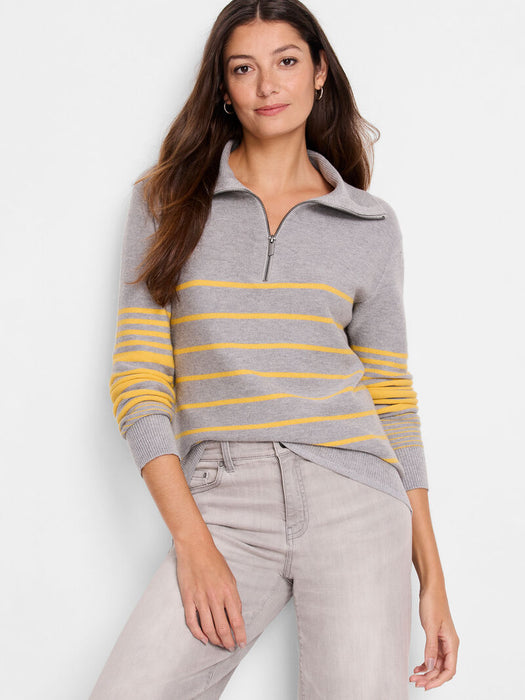 NIC+ZOE ACTF248105 Easy Stripe Half Zip Sweater