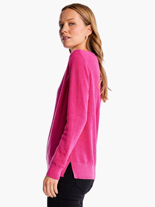 NIC+ZOE Waffle Stitch V-Neck Sweater F231168