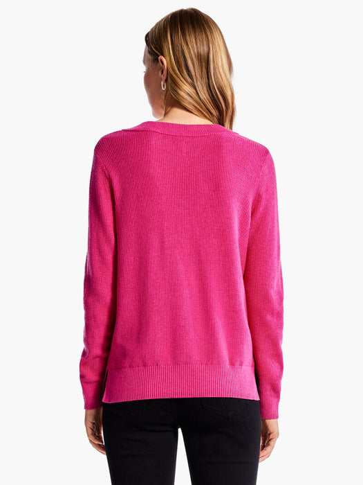 NIC+ZOE Waffle Stitch V-Neck Sweater F231168