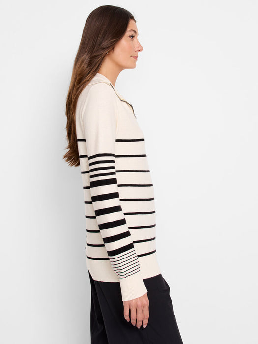 NIC+ZOE ACTF248105 Easy Stripe Half Zip Sweater