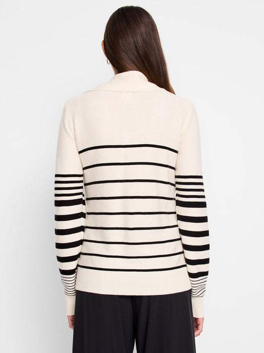 NIC+ZOE ACTF248105 Easy Stripe Half Zip Sweater