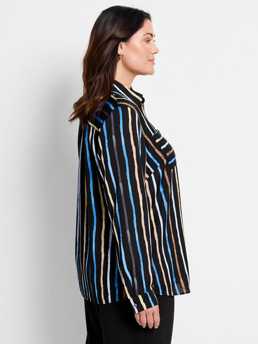 NIC+ZOE F241621W Painted Stripe Onyx Top