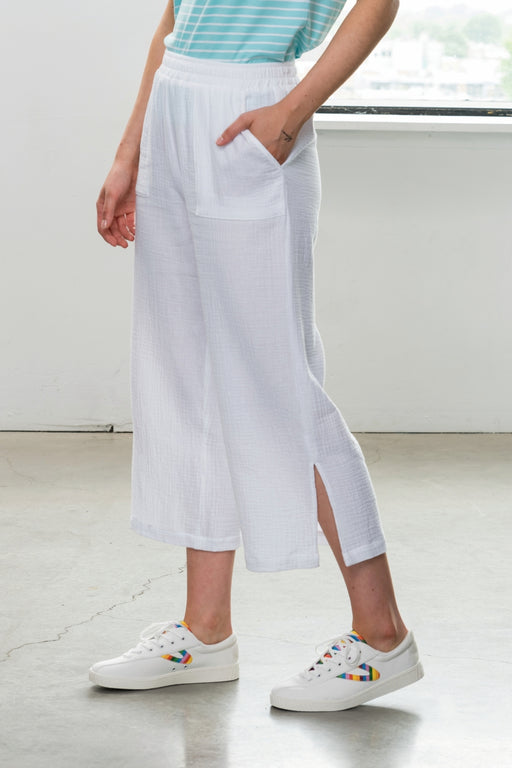 Gauze Capri Pants - White