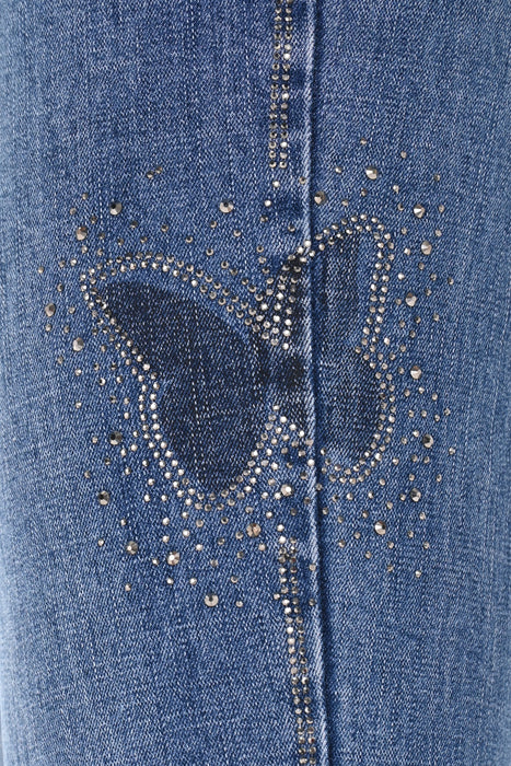 Frank Lyman Design Blue Denim Studded Cropped Skinny Jeans 246202U