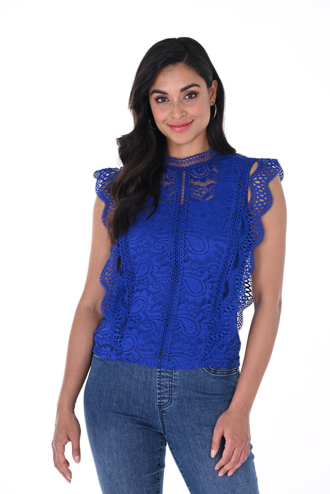 Frank Lyman Design Style 246254U Royal Blue Floral Lace 2-Piece Top