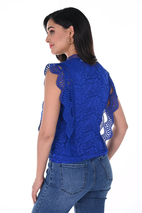 Frank Lyman Design Royal Blue Floral Lace 2-Piece Top 246254U