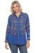 Johnny Was Style C29224 Admiral Blue Cachemire Embroidered Tunic Top