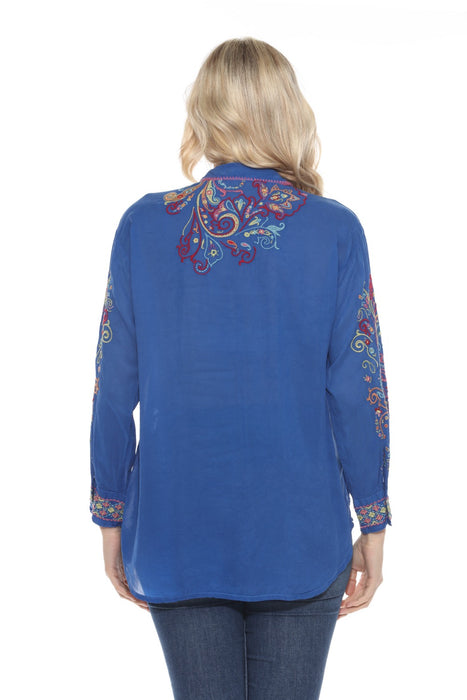 Johnny Was Cachemire Embroidered Tunic Top C29224 *