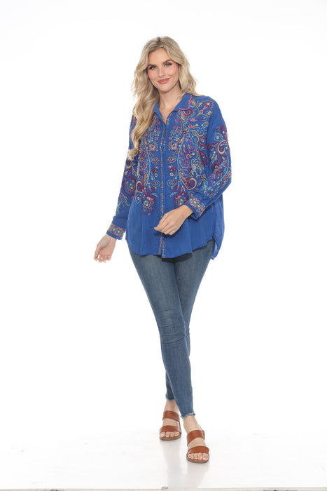 Johnny Was Cachemire Embroidered Tunic Top C29224 *