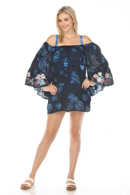 Johnny Was Style CSW2120-H Annia Off The Shoulder Swim Cover-Up Dress Boho Chic