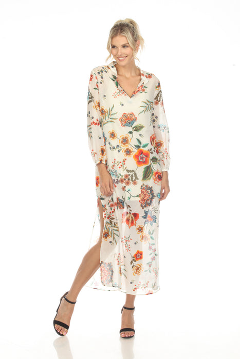 Johnny Was Style CSW3823BM Ardella Puff Sleeve Swim Cover-Up Maxi Dress Plus Size